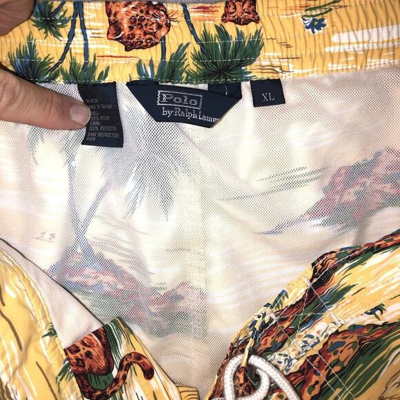 POLO RALPH LAUREN Shorts XL Vtg KAILUA 7.25" TRUNK BOARD Shorts Leopard Lined - Picture 11 of 13